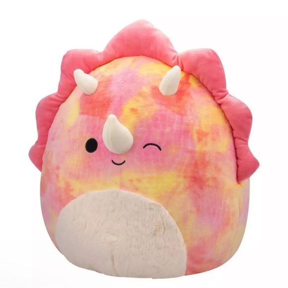 Squishmallows 16" Trinity Pink Tie-Dye Triceratops with Fuzzy Belly Large Plush - Picture 10 of 12